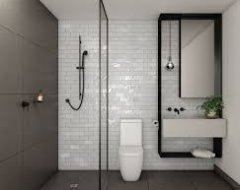 Современный дизайн небольшой ванной комнаты.